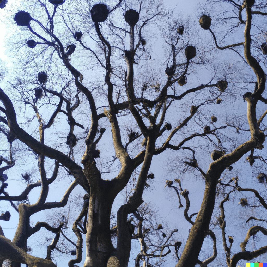Trees forming the shape of a brain