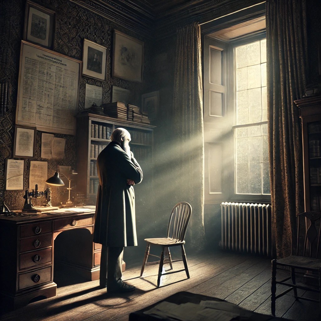 Darwin in his Victorian study